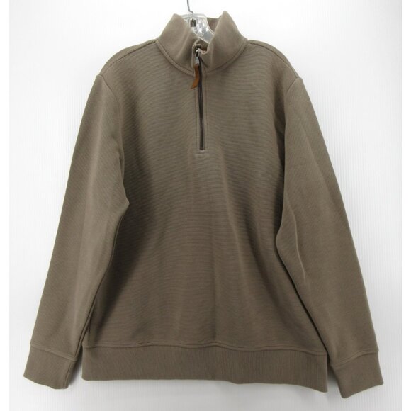 Banana Republic Sweater Large Tall Taupe 1/4 Zip Pullover Stretch NEW - Picture 1 of 11